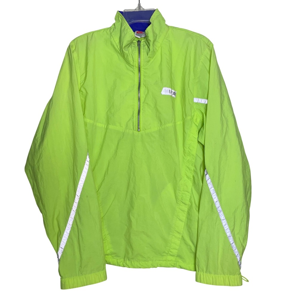 Nike Vintage‎ Neon Yellow Reflective Half Zip Jacket Men's Large Y2K